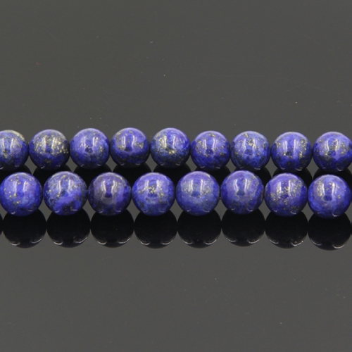 Natural Lapis Lazuli with Enhanced Color Round Beads A Grade