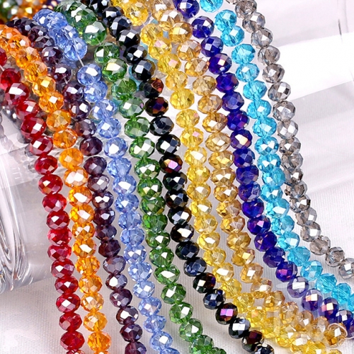 Plating AB Faceted Rondelle Glass Beads, 19 Colors Available