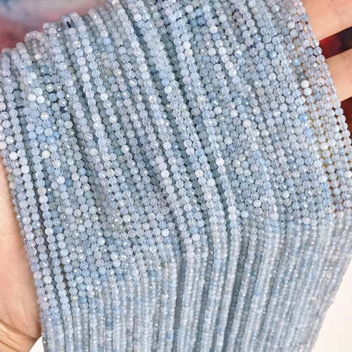 Natural Aquamarine Faceted Round Beads