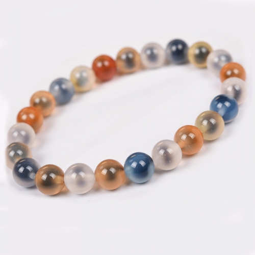 Candy Agate Stone Strched Beaded Bracelet