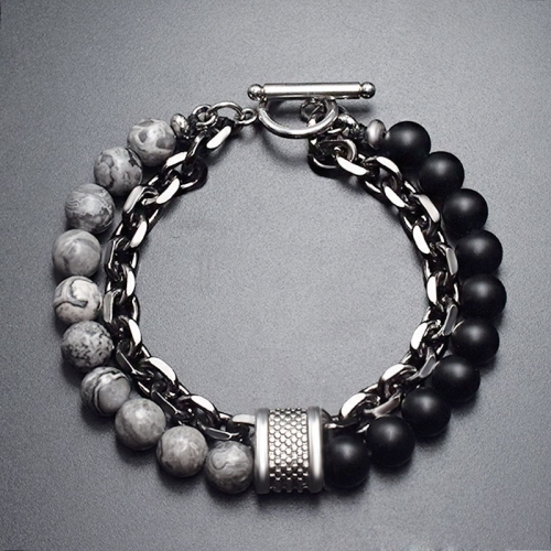 Gemstone Beads Chain Mens Bracelet