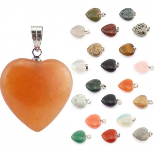 Heart Gemstone Pendant, 23 Colors Available