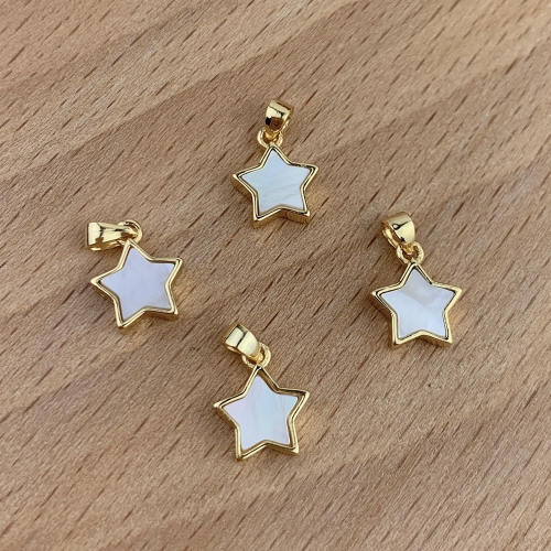 Gold Star White Shell Pendant Charm