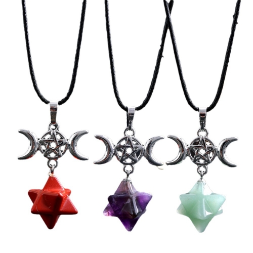 Hexagram Star Crystal Quartz Merkaba Star Pendants