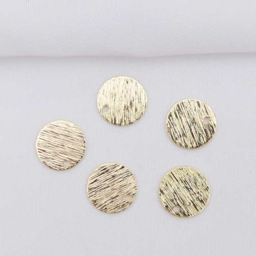 Gold Flat Round Pendant Charms Connectors