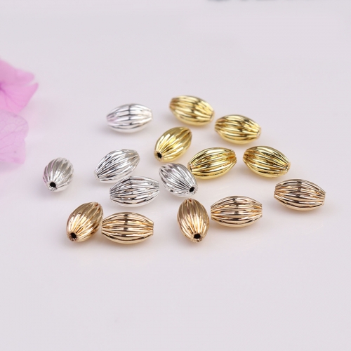 14k Gold Plated Grooved Rice Beads 5x8mm