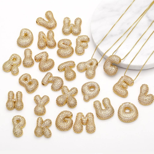 Fashion Alphabet Bubble Letter Initial Pendant Charms