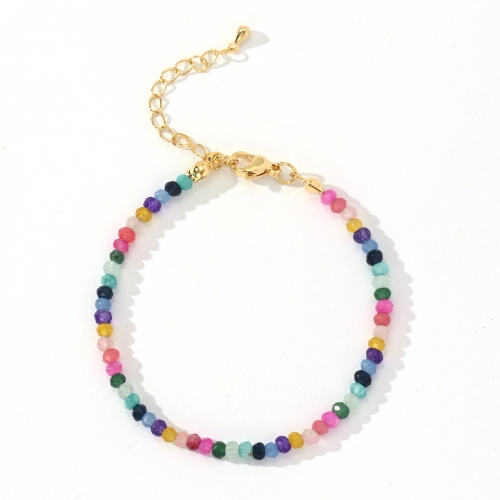 Colorful Bohemian Style Small Crystal Stone Beaded Bracelets Adjustable for Women