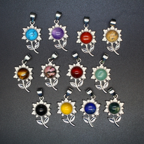 Flower Shaped Stone Pendants